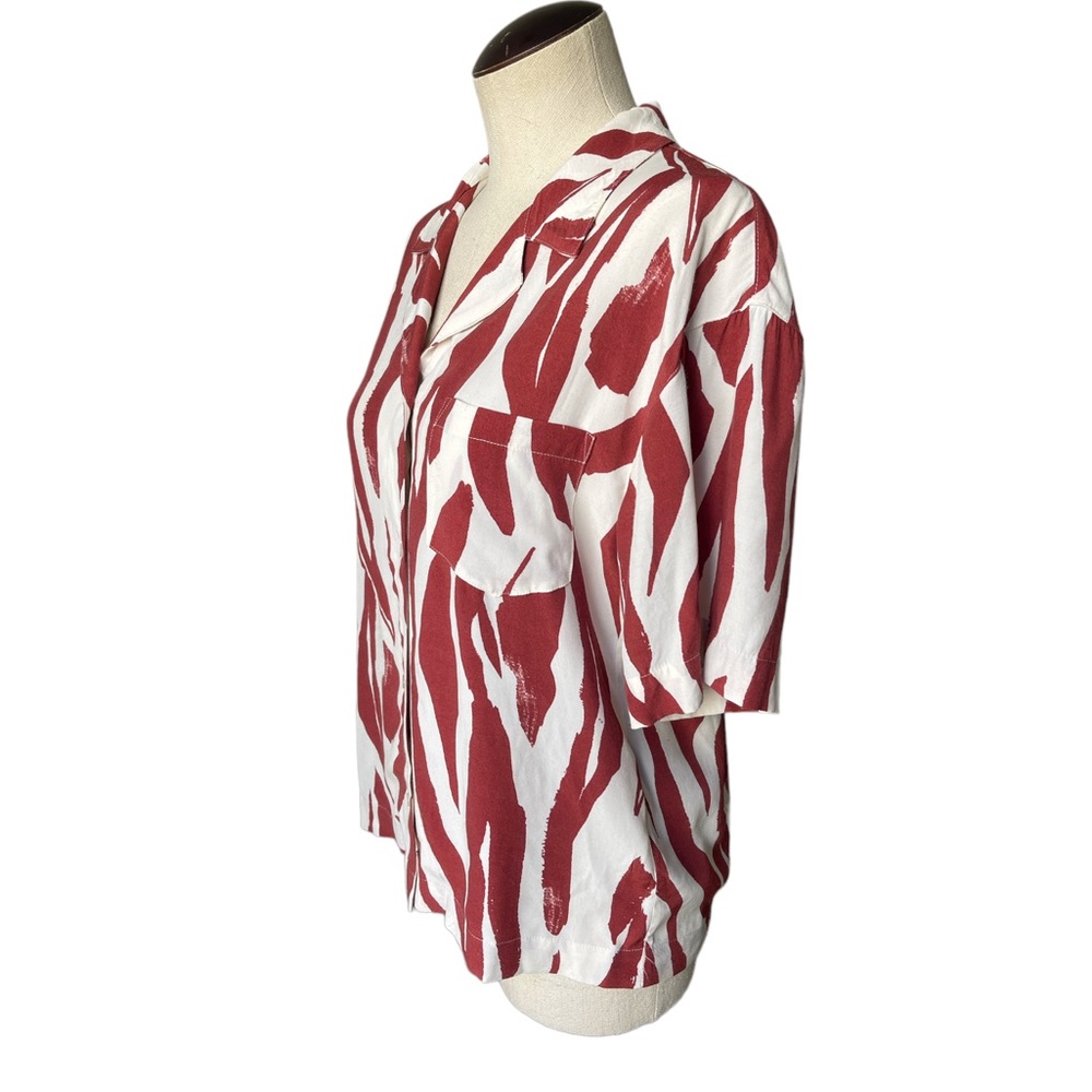 Anine Bing Benji Zebra Printed Button Down Short … - image 8